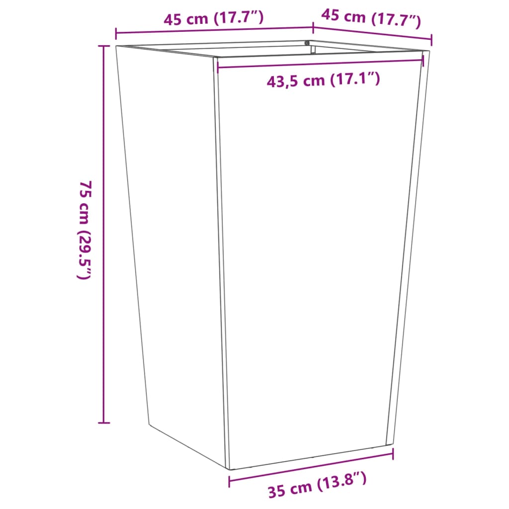 Plantenbak 45x45x75 cm staal wit is nu te koop bij PeponiXL, paradijselijk wonen!