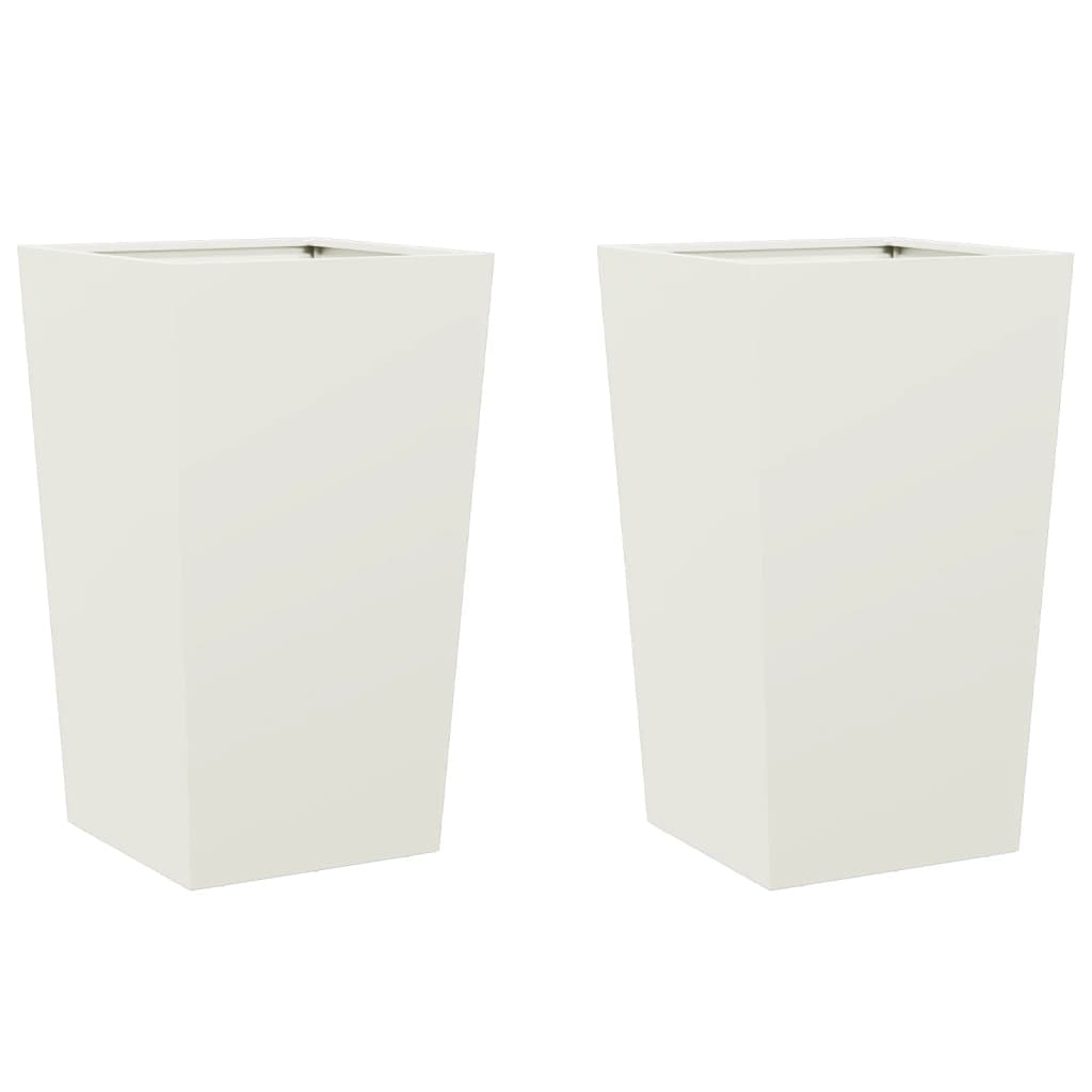 Plantenbakken 2 st 45x45x75 cm staal wit is nu te koop bij PeponiXL, paradijselijk wonen!