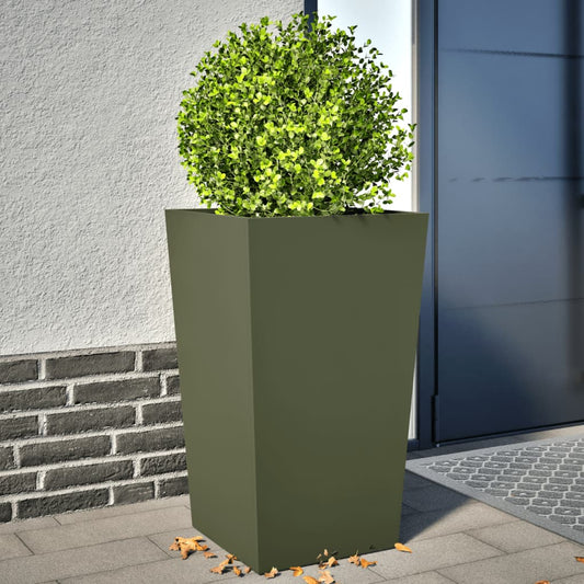 Plantenbakken 2 st 45x45x75 cm staal olijfgroen is nu te koop bij PeponiXL, paradijselijk wonen!