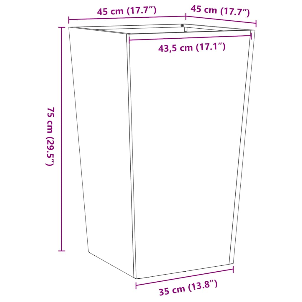 Plantenbak 45x45x75 cm gegalvaniseerd staal is nu te koop bij PeponiXL, paradijselijk wonen!