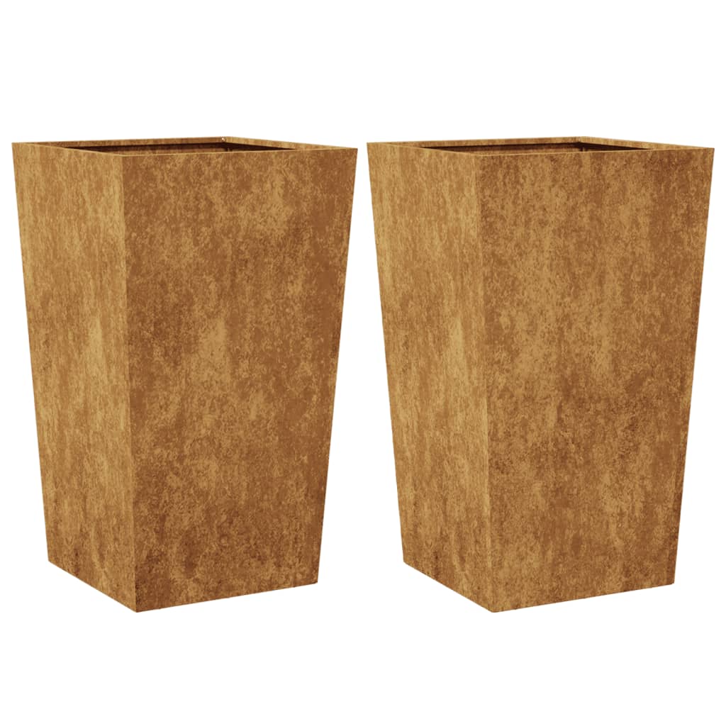 Plantenbakken 2 st 45x45x75 cm weervast staal is nu te koop bij PeponiXL, paradijselijk wonen!