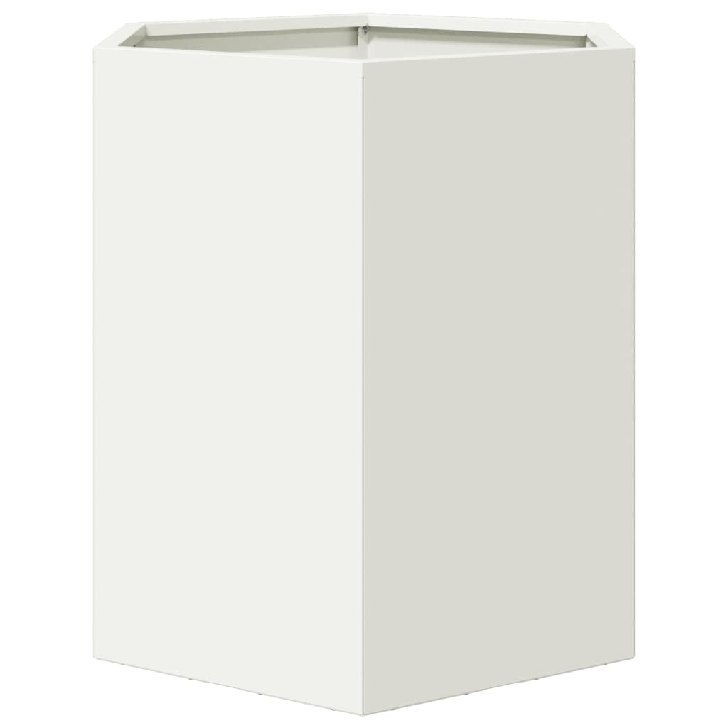 Plantenbak zeshoek 46x40x45 cm staal wit is nu te koop bij PeponiXL, paradijselijk wonen!