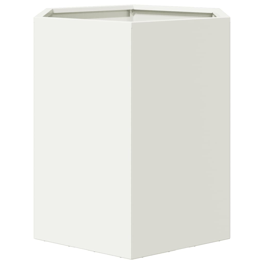 Plantenbak zeshoek 46x40x45 cm staal wit is nu te koop bij PeponiXL, paradijselijk wonen!