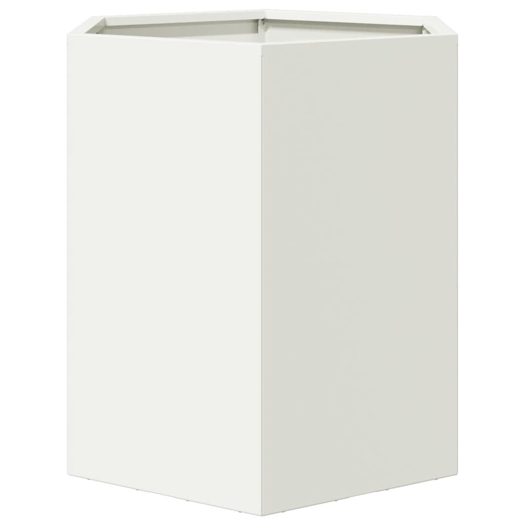 Plantenbakken 2 st zeshoek 46x40x45 cm staal wit is nu te koop bij PeponiXL, paradijselijk wonen!