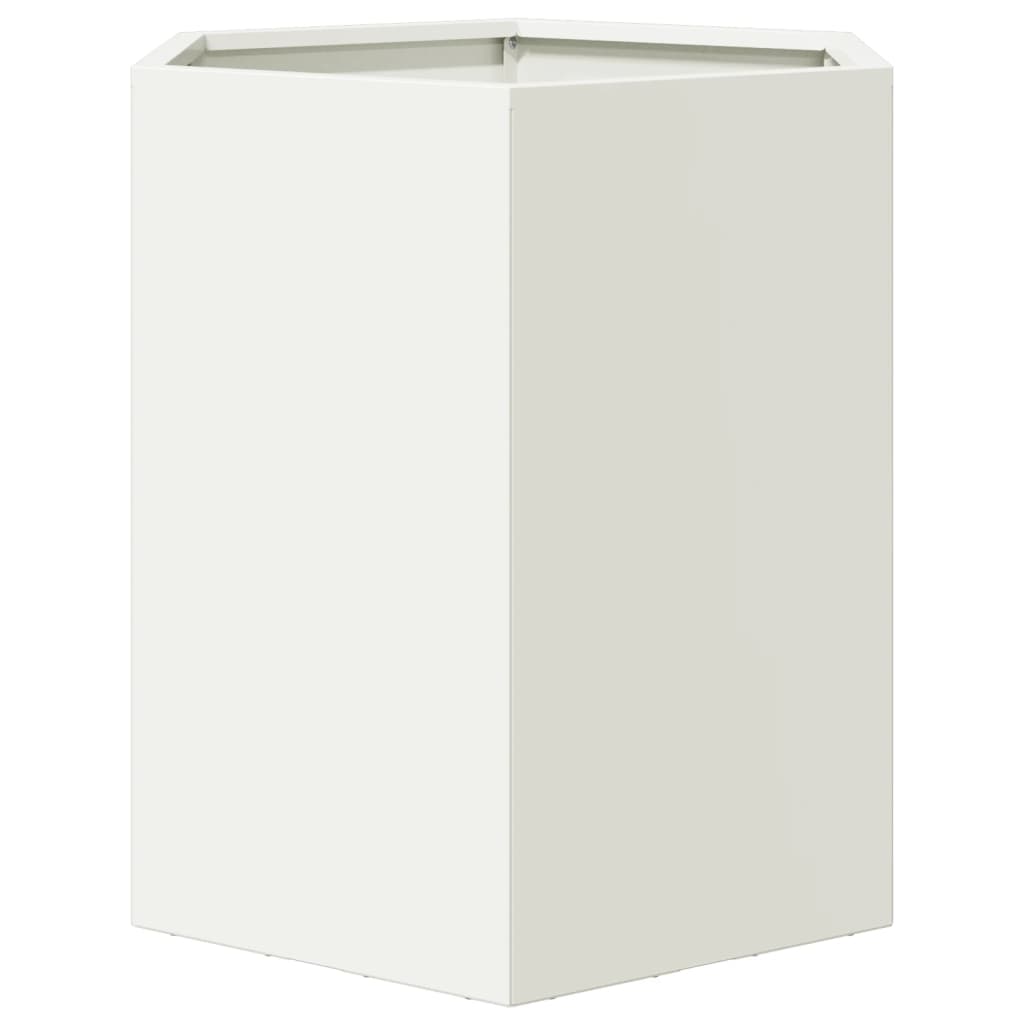 Plantenbakken 2 st zeshoek 46x40x45 cm staal wit is nu te koop bij PeponiXL, paradijselijk wonen!