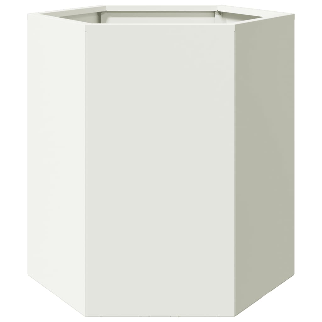 Plantenbakken 2 st zeshoek 46x40x45 cm staal wit is nu te koop bij PeponiXL, paradijselijk wonen!