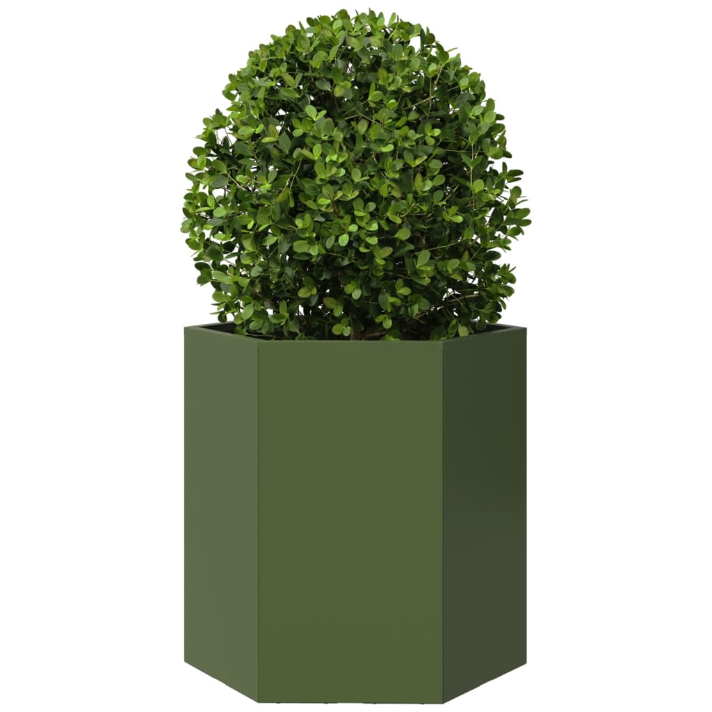 Plantenbak zeshoek 46x40x45 cm staal olijfgroen is nu te koop bij PeponiXL, paradijselijk wonen!