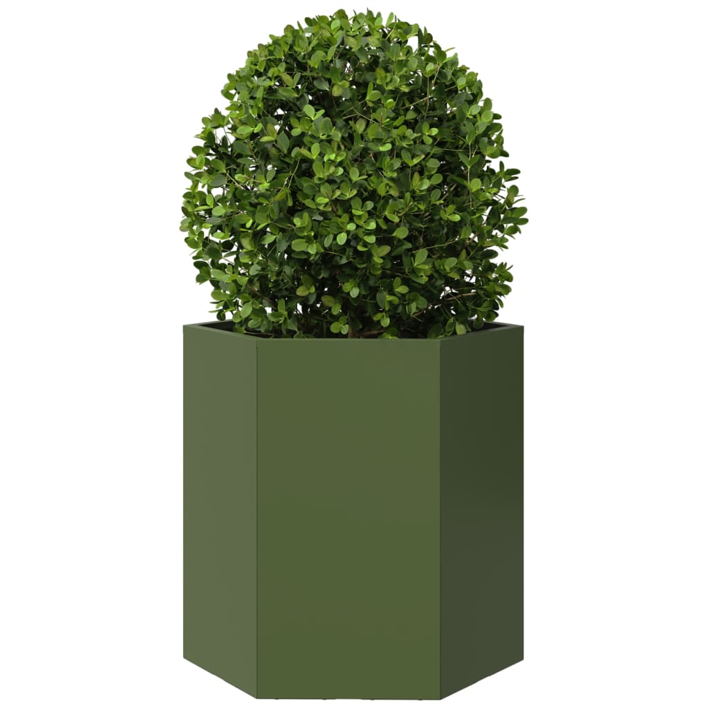 Plantenbakken 2 st zeshoek 46x40x45 cm staal olijfgroen is nu te koop bij PeponiXL, paradijselijk wonen!