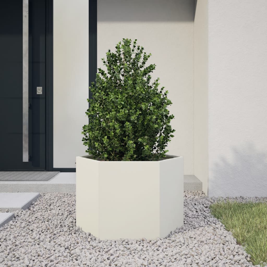 Plantenbak zeshoek 69x60x45 cm staal wit is nu te koop bij PeponiXL, paradijselijk wonen!