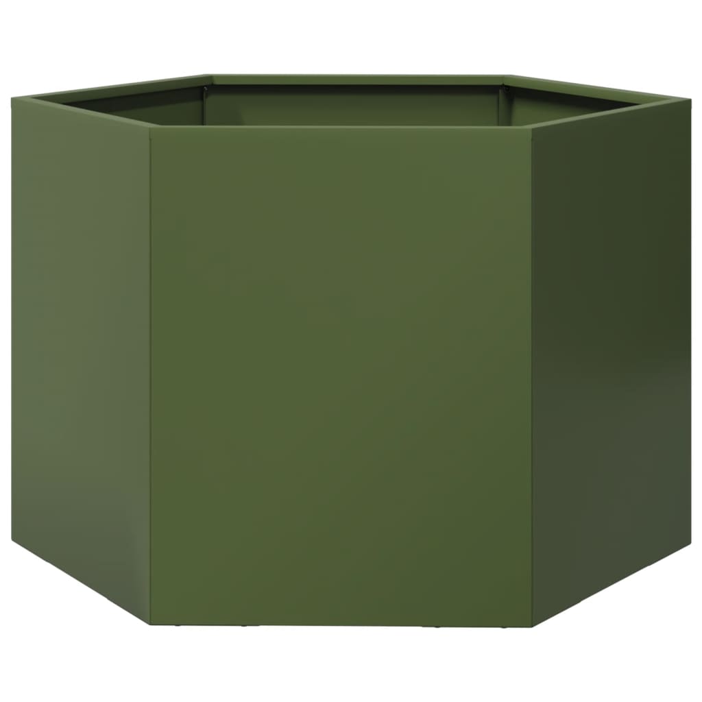 Plantenbak zeshoek 69x60x45 cm staal olijfgroen is nu te koop bij PeponiXL, paradijselijk wonen!