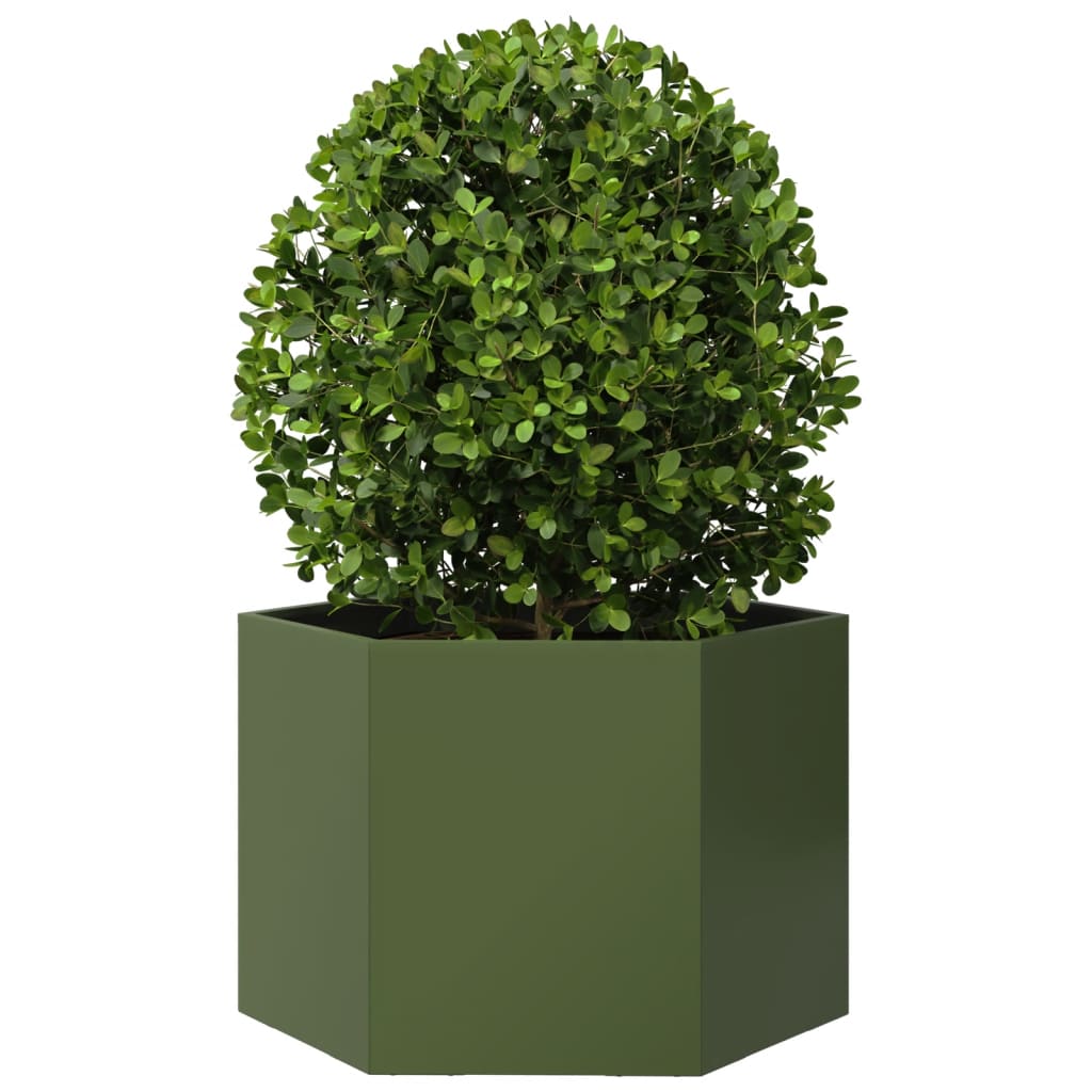 Plantenbak zeshoek 69x60x45 cm staal olijfgroen is nu te koop bij PeponiXL, paradijselijk wonen!