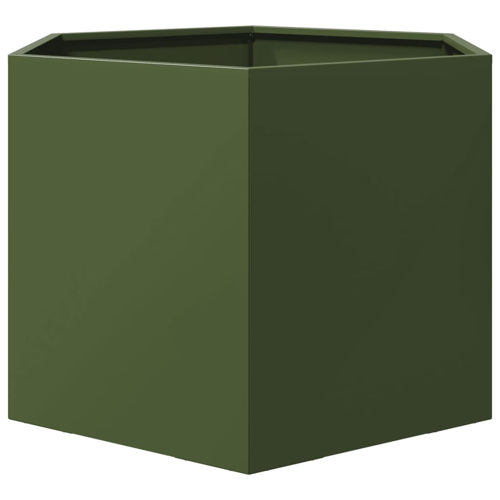 Plantenbak zeshoek 69x60x45 cm staal olijfgroen is nu te koop bij PeponiXL, paradijselijk wonen!