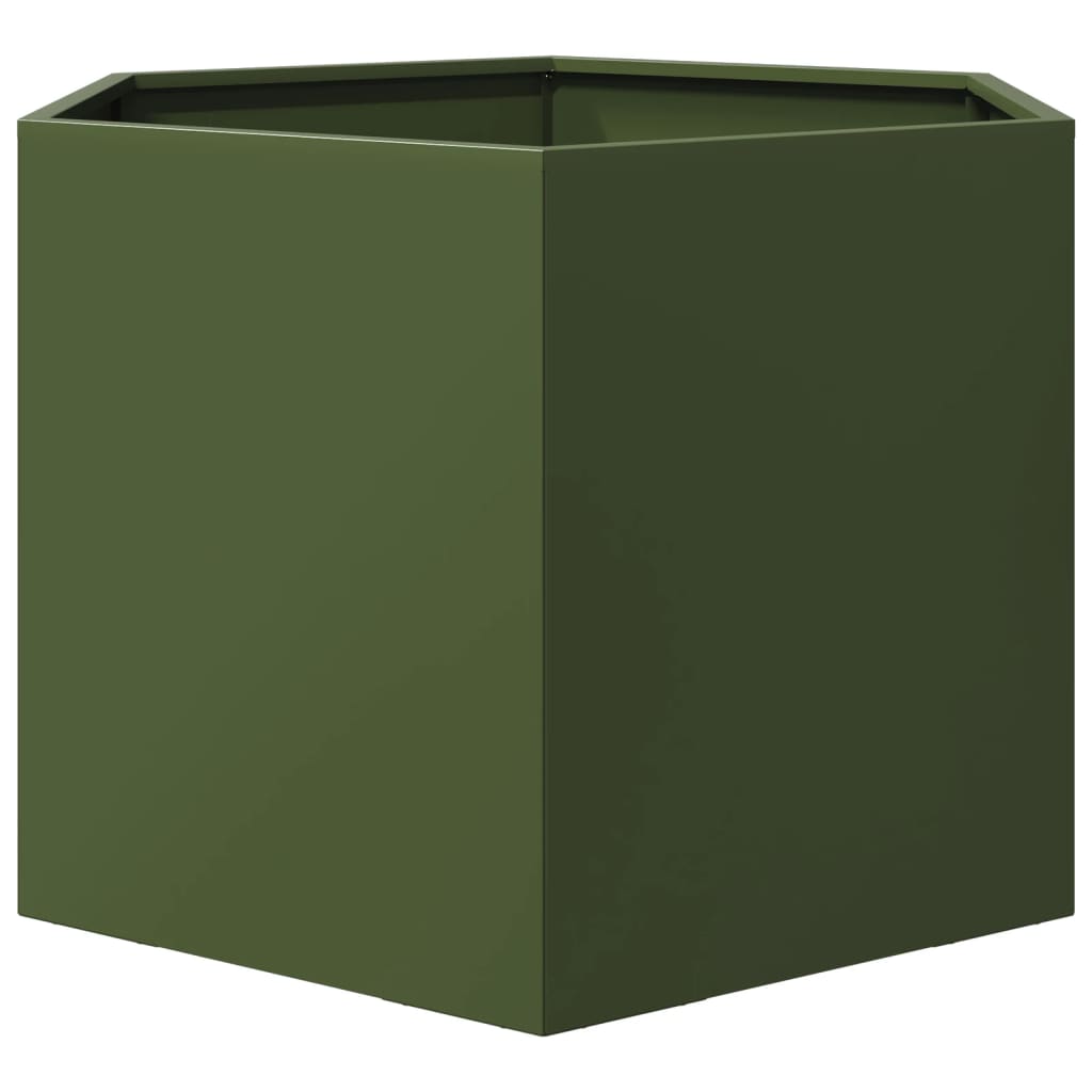 Plantenbak zeshoek 69x60x45 cm staal olijfgroen is nu te koop bij PeponiXL, paradijselijk wonen!
