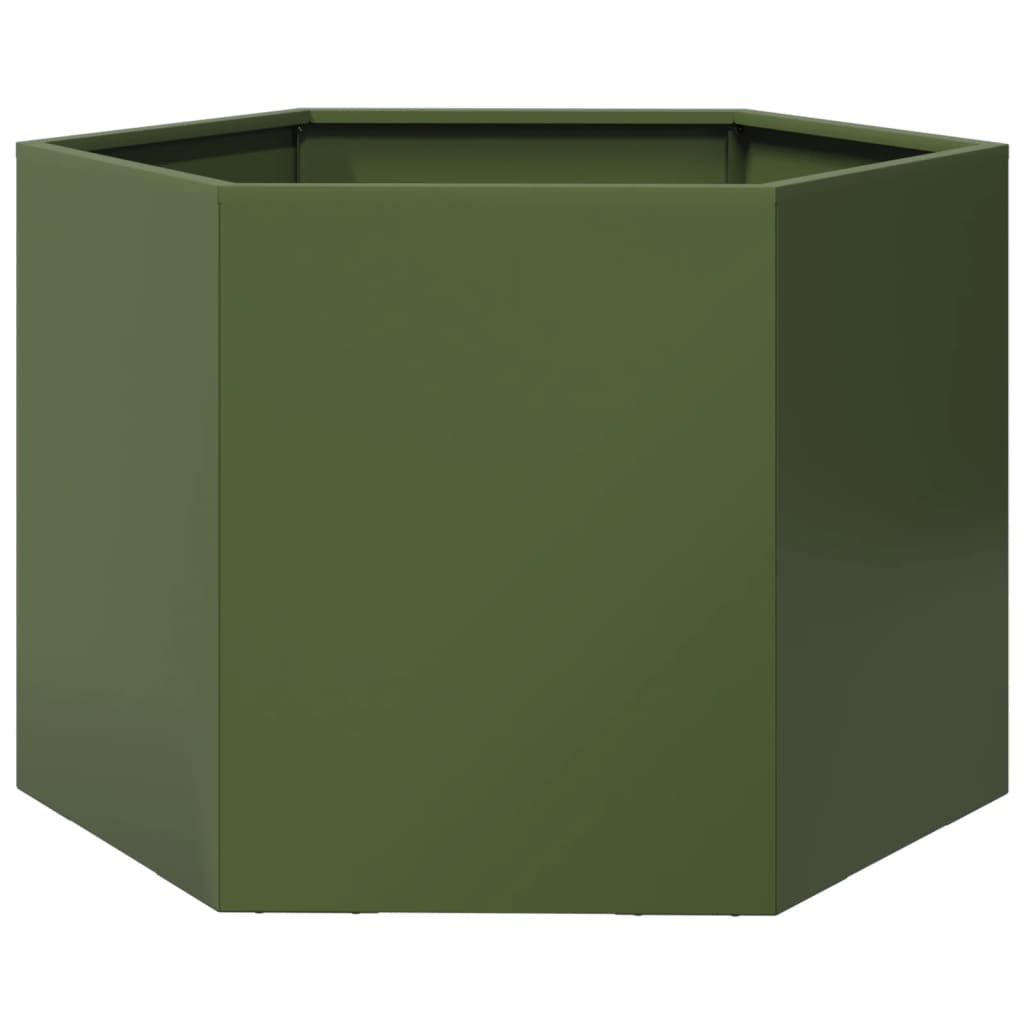 Plantenbak zeshoek 69x60x45 cm staal olijfgroen is nu te koop bij PeponiXL, paradijselijk wonen!