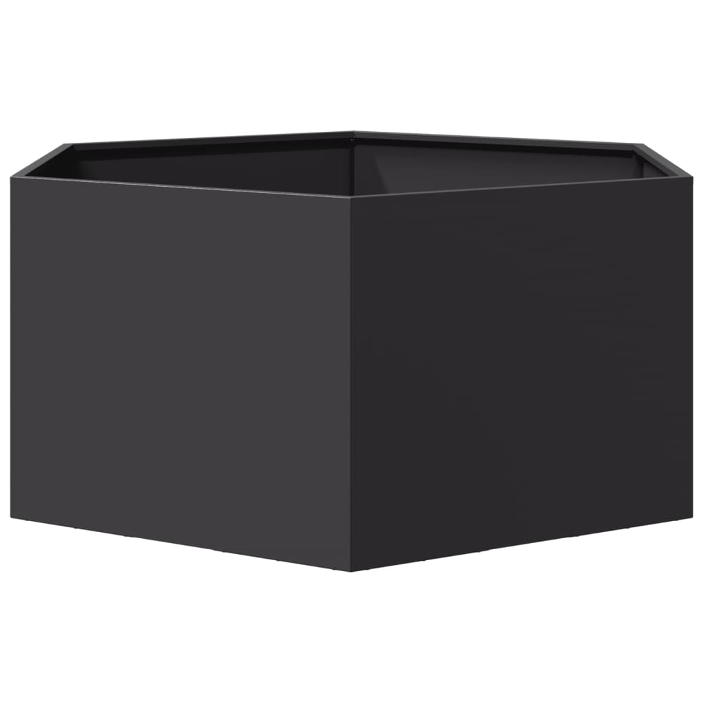 Plantenbak zeshoek 104x90x45 cm staal zwart is nu te koop bij PeponiXL, paradijselijk wonen!