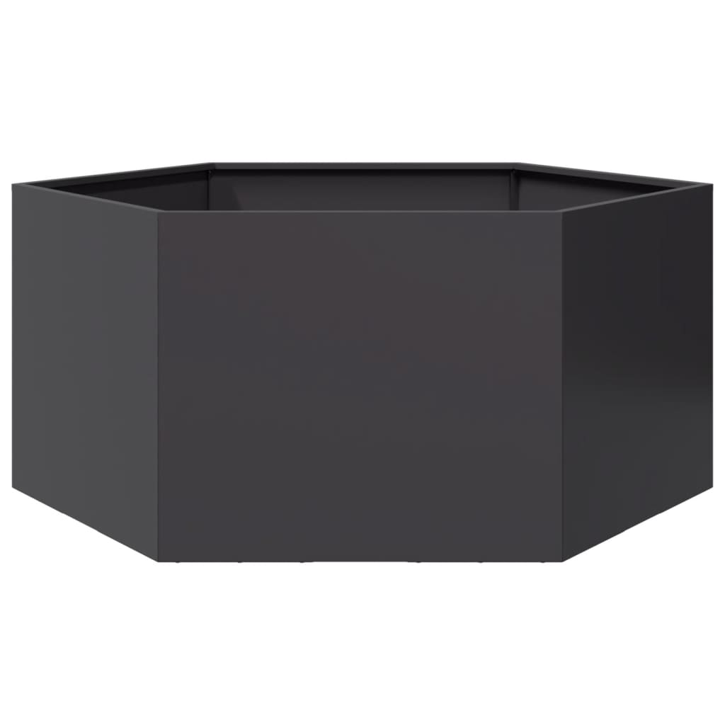 Plantenbak zeshoek 104x90x45 cm staal zwart is nu te koop bij PeponiXL, paradijselijk wonen!