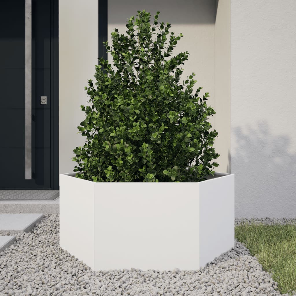 Plantenbak zeshoek 104x90x45 cm staal wit is nu te koop bij PeponiXL, paradijselijk wonen!