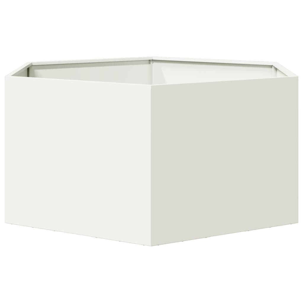 Plantenbak zeshoek 104x90x45 cm staal wit is nu te koop bij PeponiXL, paradijselijk wonen!