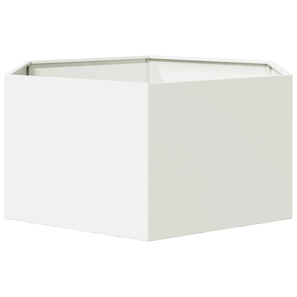 Plantenbak zeshoek 104x90x45 cm staal wit is nu te koop bij PeponiXL, paradijselijk wonen!