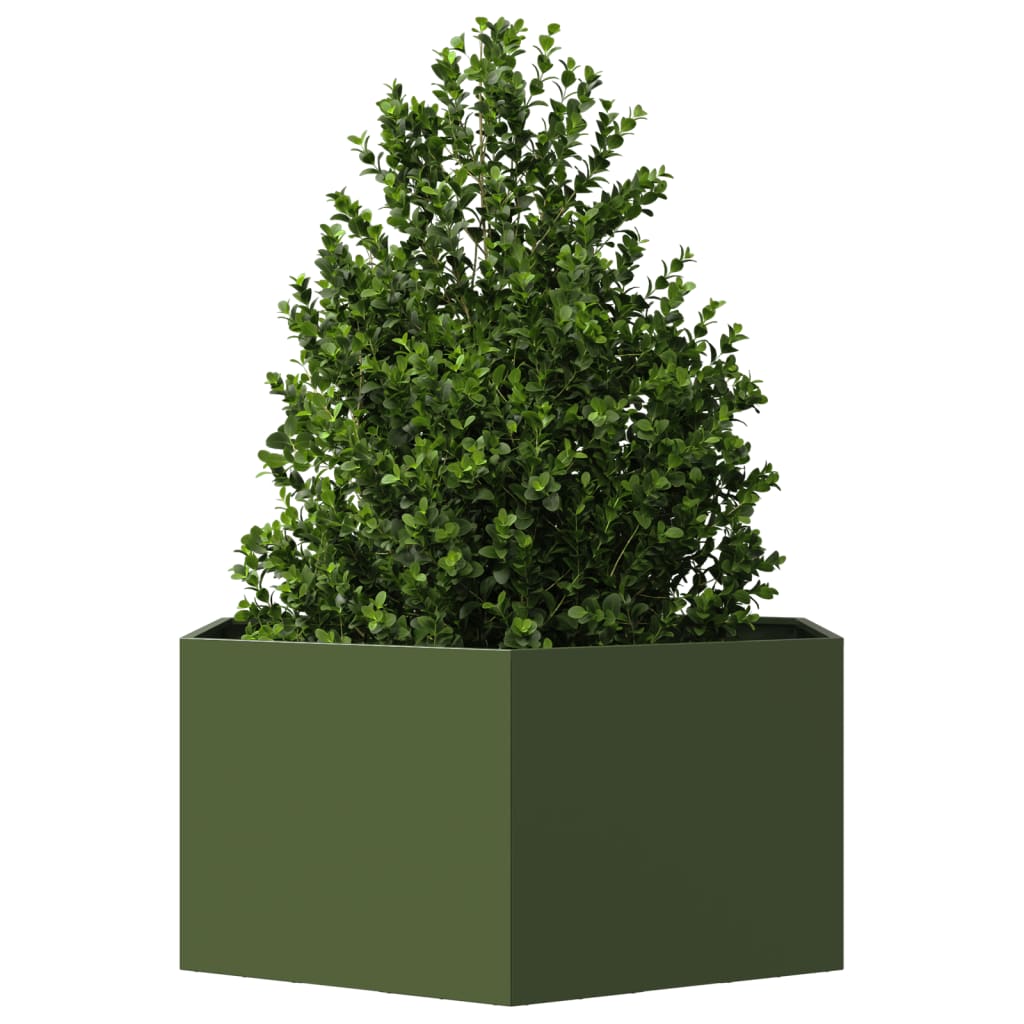 Plantenbak zeshoek 104x90x45 cm staal olijfgroen is nu te koop bij PeponiXL, paradijselijk wonen!