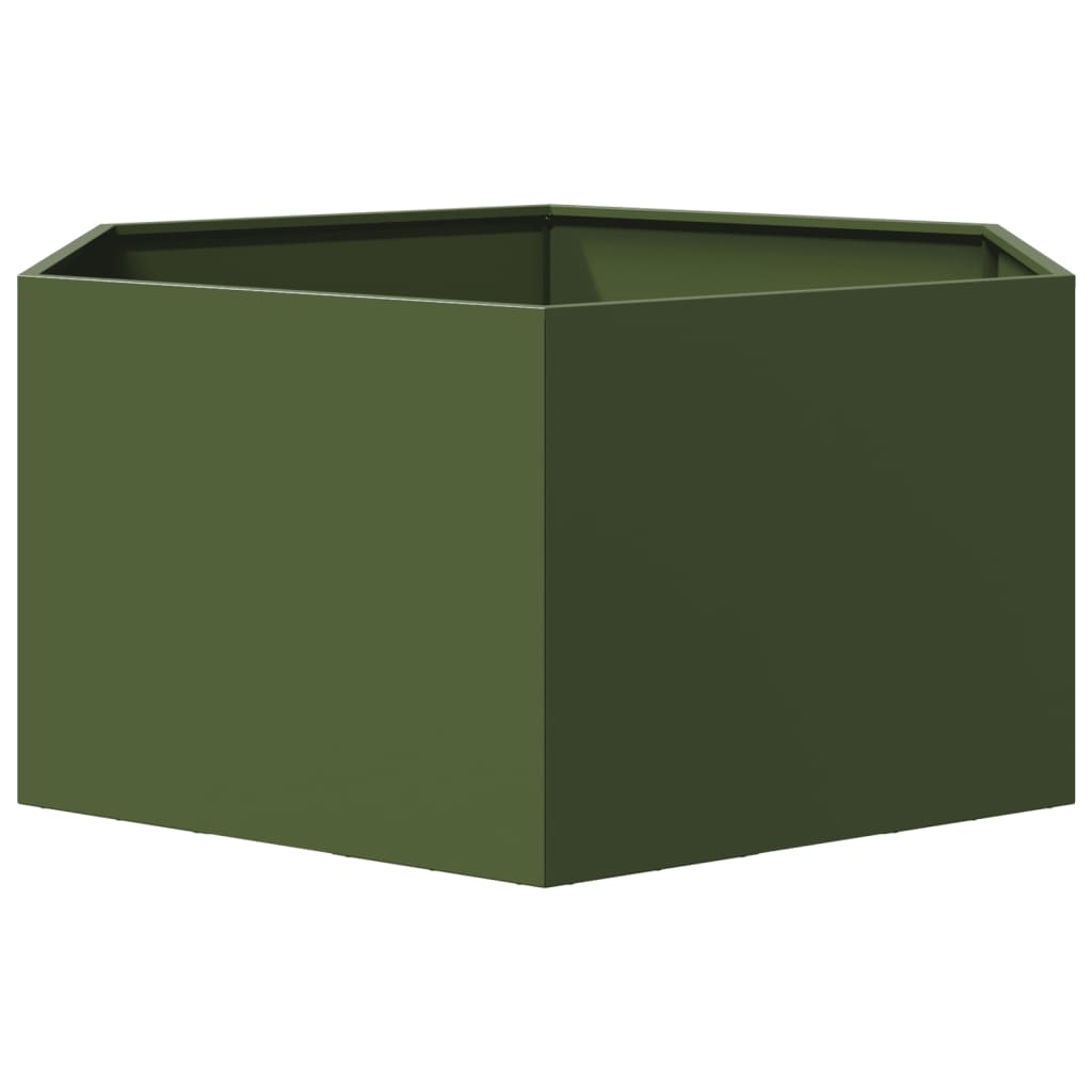 Plantenbak zeshoek 104x90x45 cm staal olijfgroen is nu te koop bij PeponiXL, paradijselijk wonen!