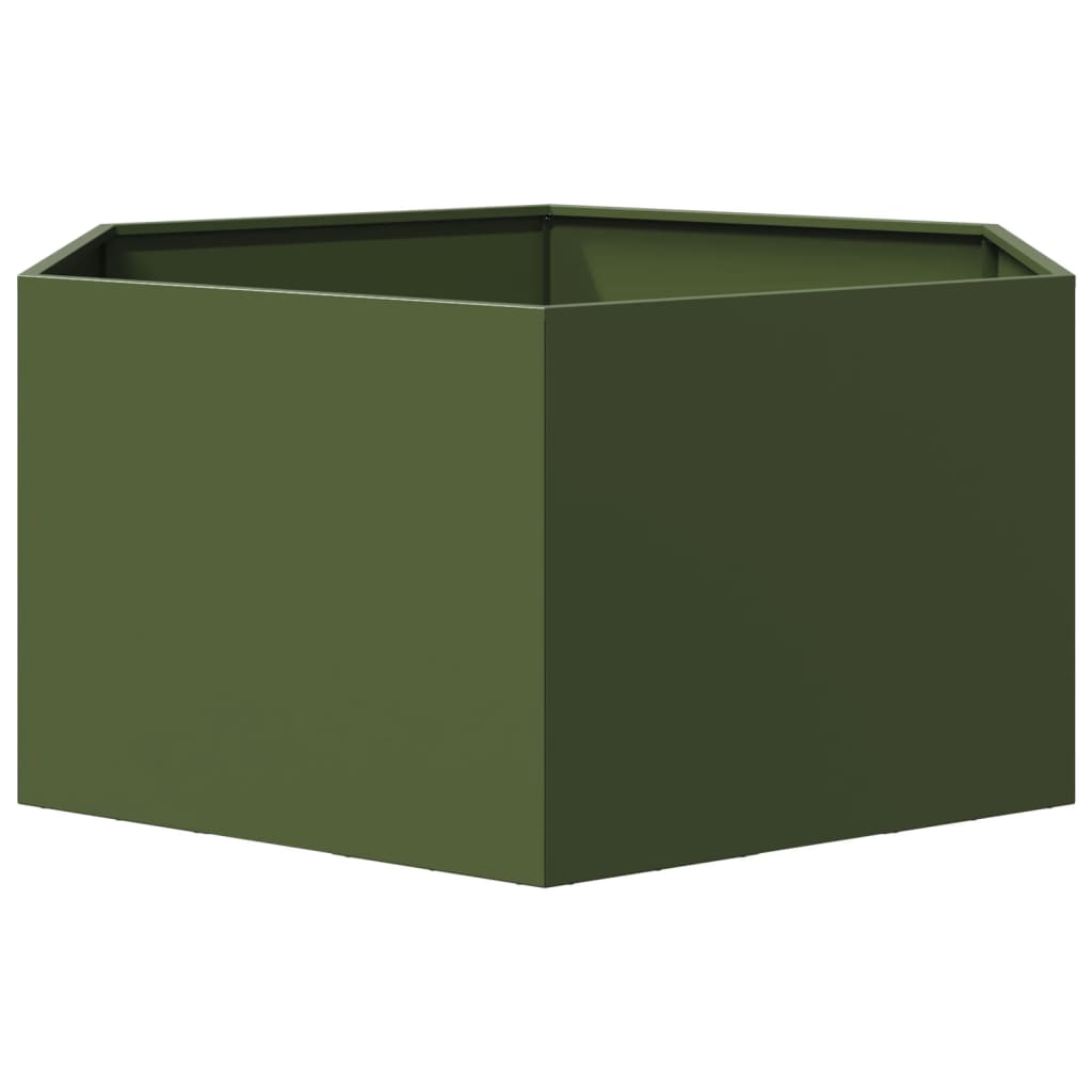 Plantenbak zeshoek 104x90x45 cm staal olijfgroen is nu te koop bij PeponiXL, paradijselijk wonen!