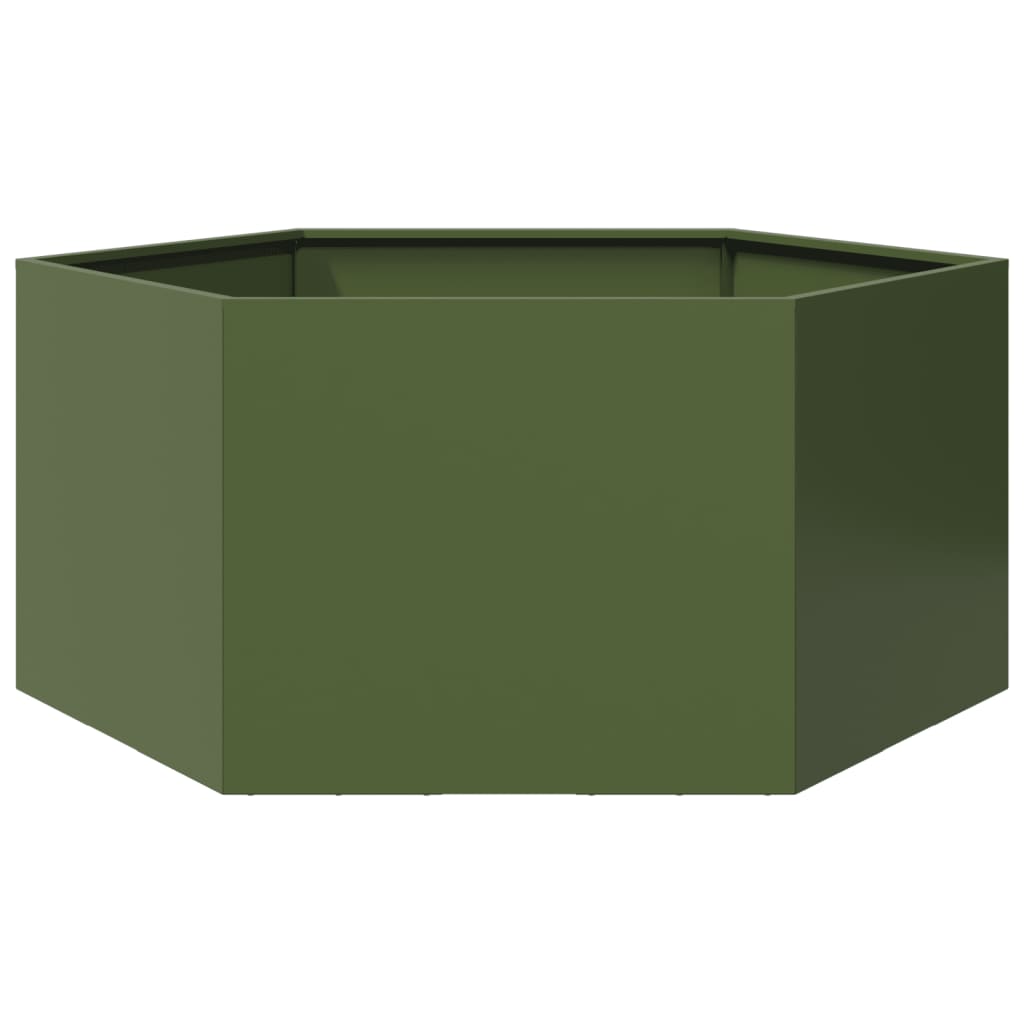 Plantenbak zeshoek 104x90x45 cm staal olijfgroen is nu te koop bij PeponiXL, paradijselijk wonen!