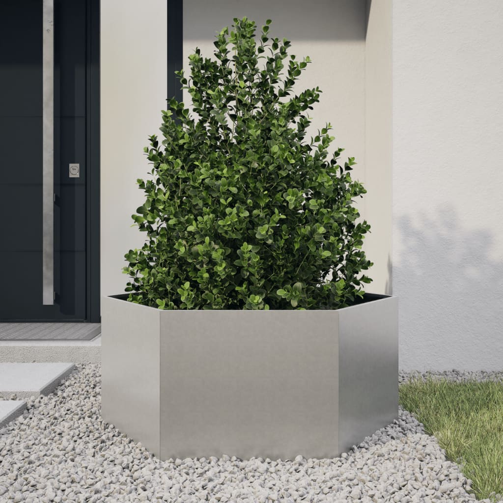 Plantenbak zeshoek 104x90x45 cm roestvrijstaal is nu te koop bij PeponiXL, paradijselijk wonen!