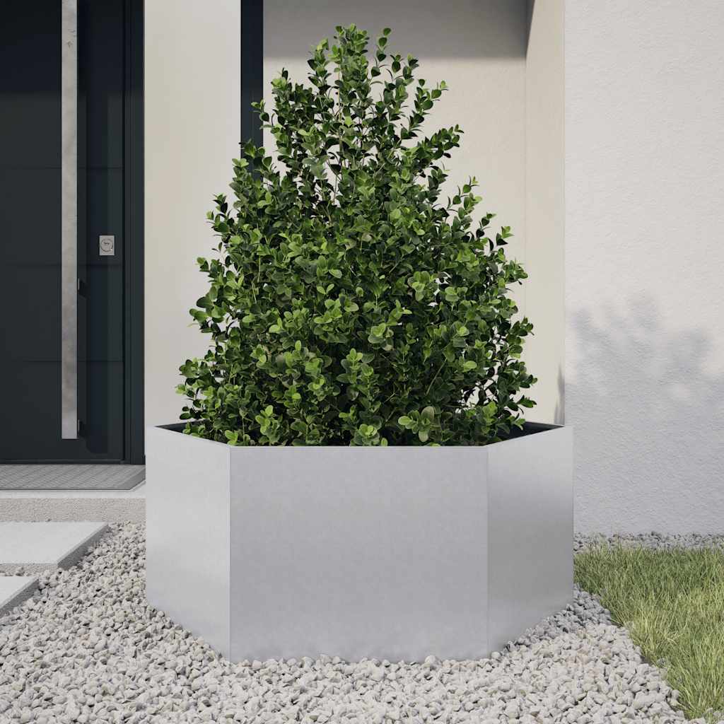 Plantenbak zeshoek 104x90x45 cm gegalvaniseerd staal is nu te koop bij PeponiXL, paradijselijk wonen!