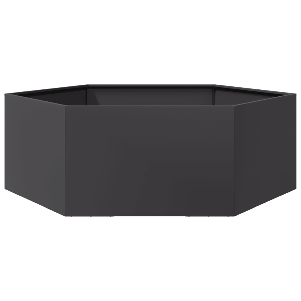 Plantenbak zeshoek 138x120x45 cm staal zwart is nu te koop bij PeponiXL, paradijselijk wonen!