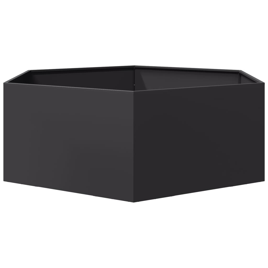 Plantenbak zeshoek 138x120x45 cm staal zwart is nu te koop bij PeponiXL, paradijselijk wonen!
