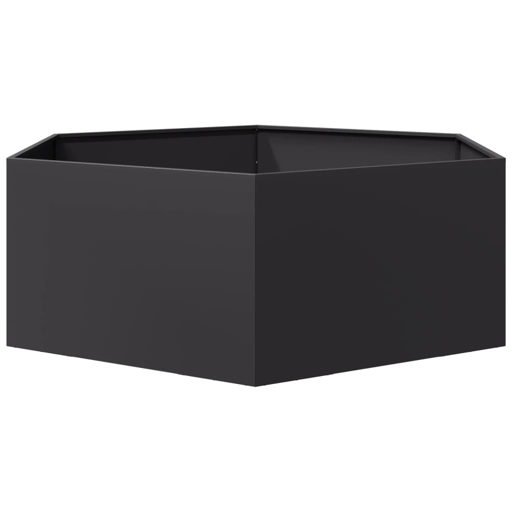 Plantenbak zeshoek 138x120x45 cm staal zwart is nu te koop bij PeponiXL, paradijselijk wonen!