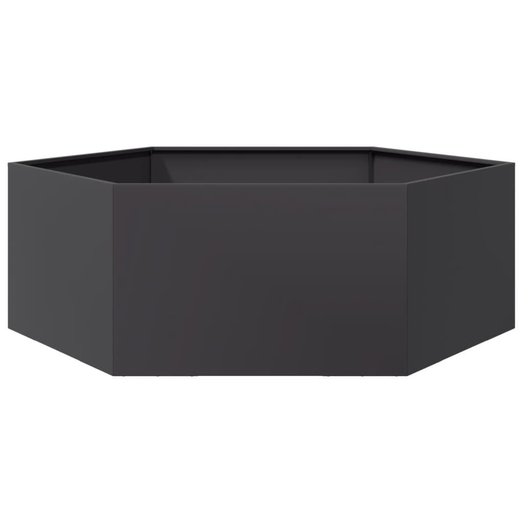 Plantenbak zeshoek 138x120x45 cm staal zwart is nu te koop bij PeponiXL, paradijselijk wonen!