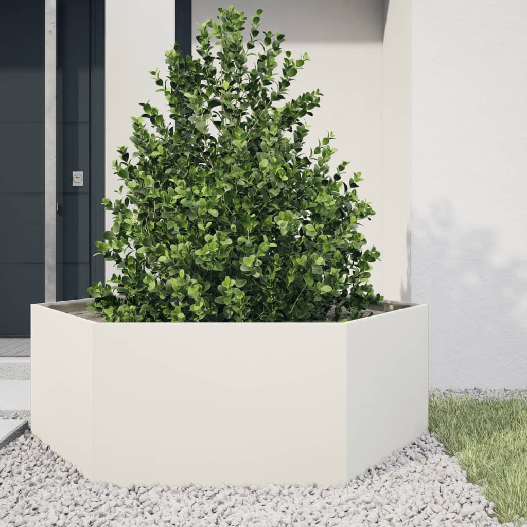 Plantenbak zeshoek 138x120x45 cm staal wit is nu te koop bij PeponiXL, paradijselijk wonen!