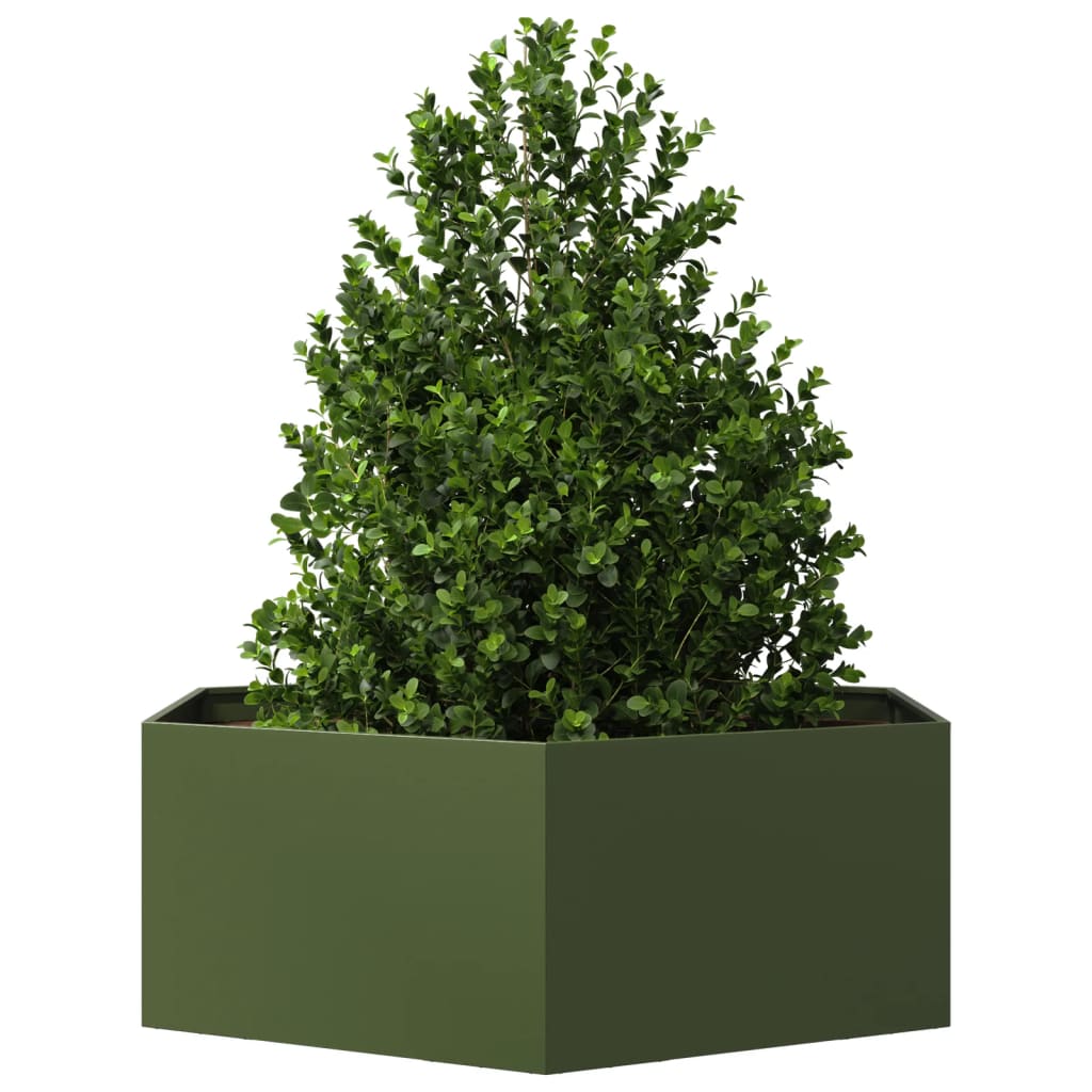 Plantenbak zeshoek 138x120x45 cm staal olijfgroen is nu te koop bij PeponiXL, paradijselijk wonen!