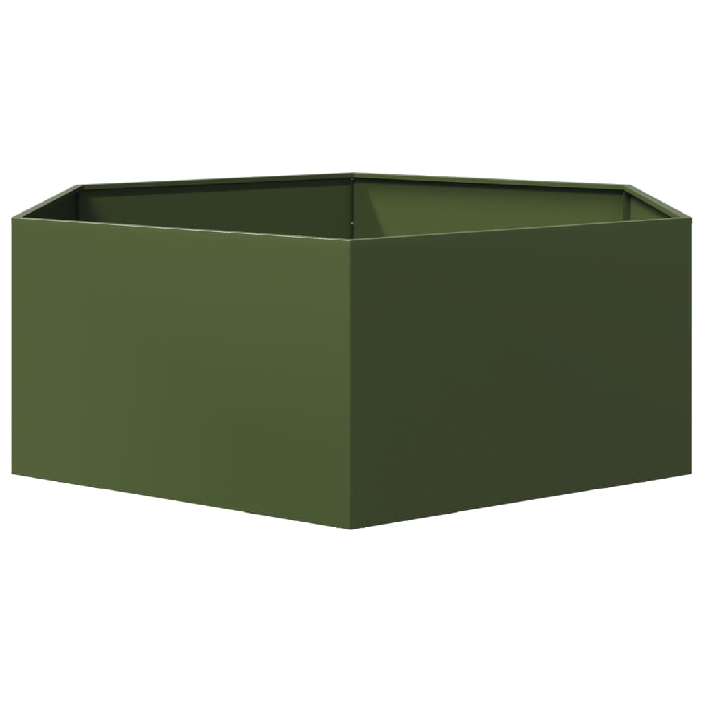 Plantenbak zeshoek 138x120x45 cm staal olijfgroen is nu te koop bij PeponiXL, paradijselijk wonen!