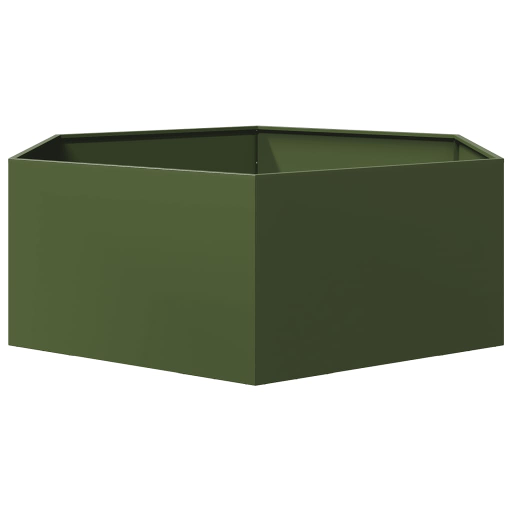 Plantenbak zeshoek 138x120x45 cm staal olijfgroen is nu te koop bij PeponiXL, paradijselijk wonen!