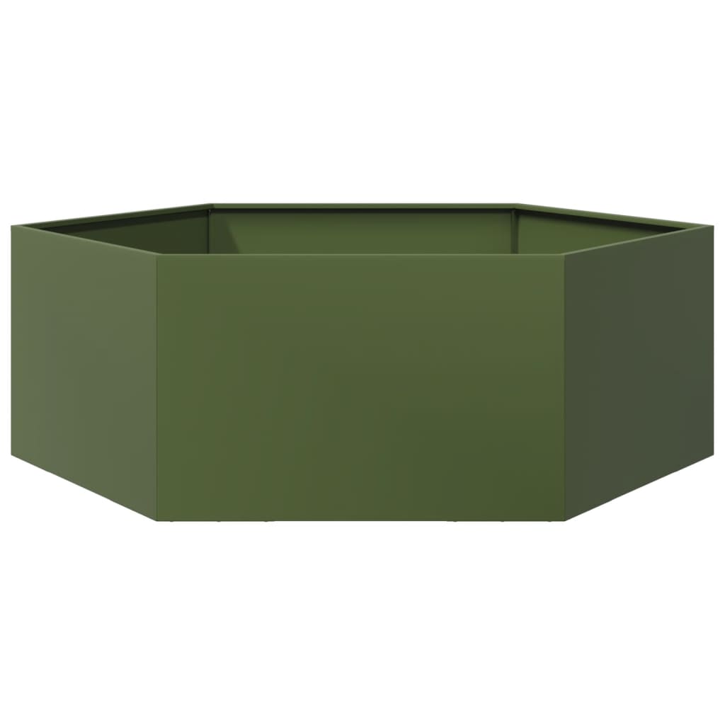 Plantenbak zeshoek 138x120x45 cm staal olijfgroen is nu te koop bij PeponiXL, paradijselijk wonen!