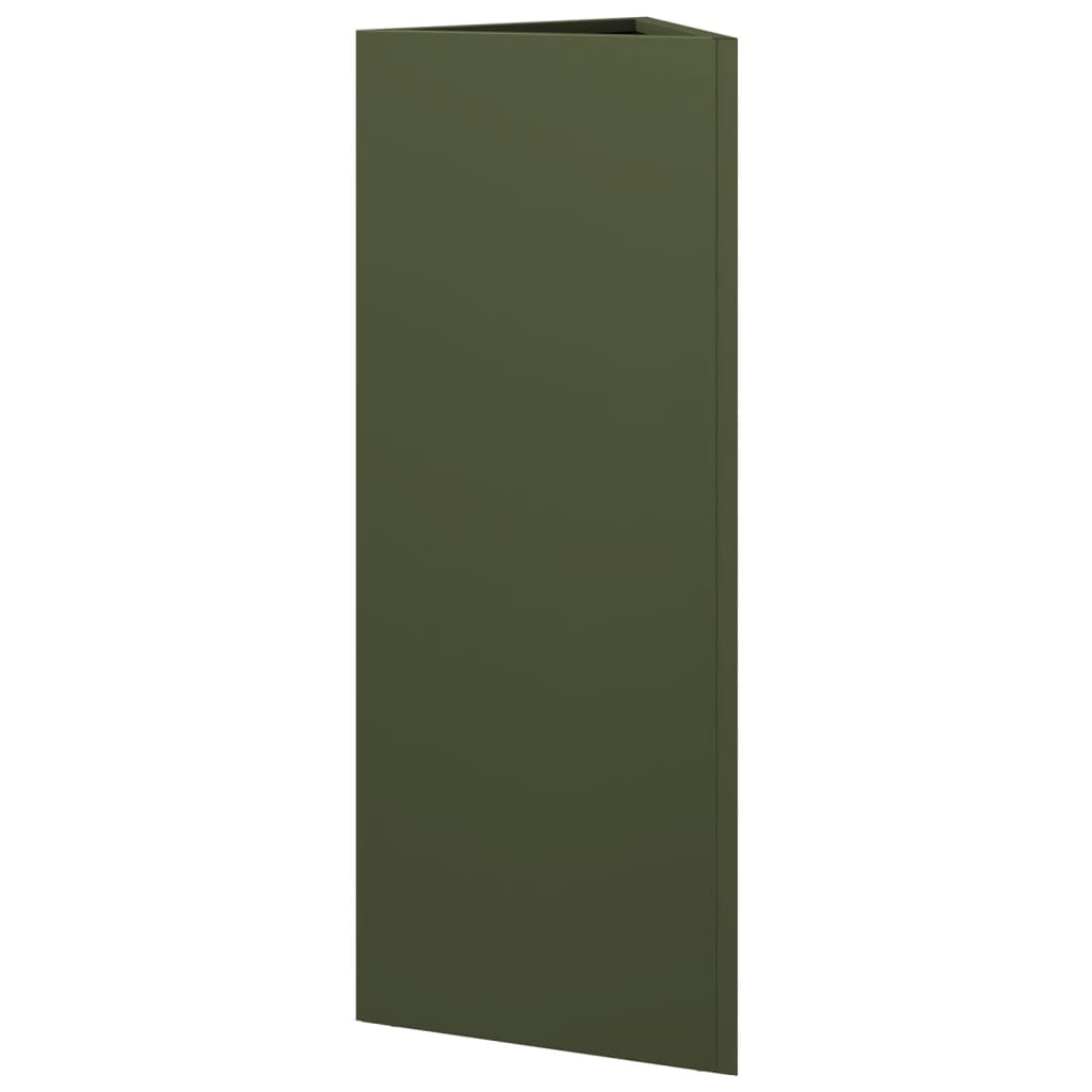 Plantenbak driehoek 30x26x75 cm staal olijfgroen is nu te koop bij PeponiXL, paradijselijk wonen!