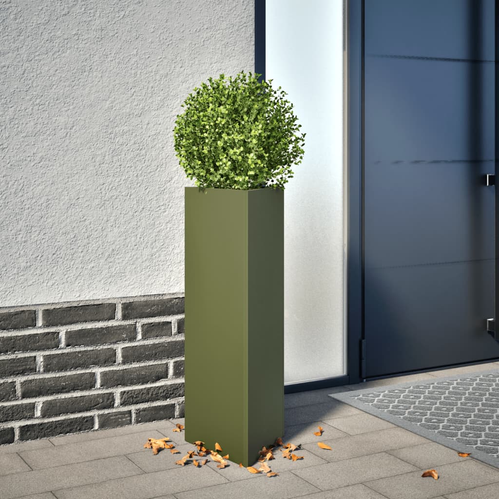 Plantenbak driehoek 30x26x75 cm staal olijfgroen is nu te koop bij PeponiXL, paradijselijk wonen!