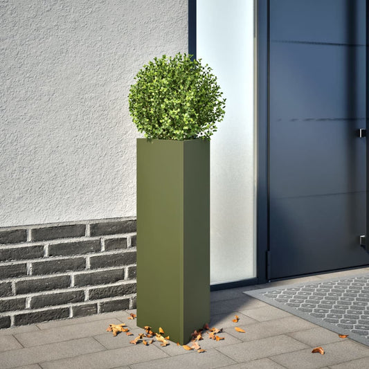 Plantenbakken 2 st driehoek 30x26x75 cm staal olijfgroen is nu te koop bij PeponiXL, paradijselijk wonen!