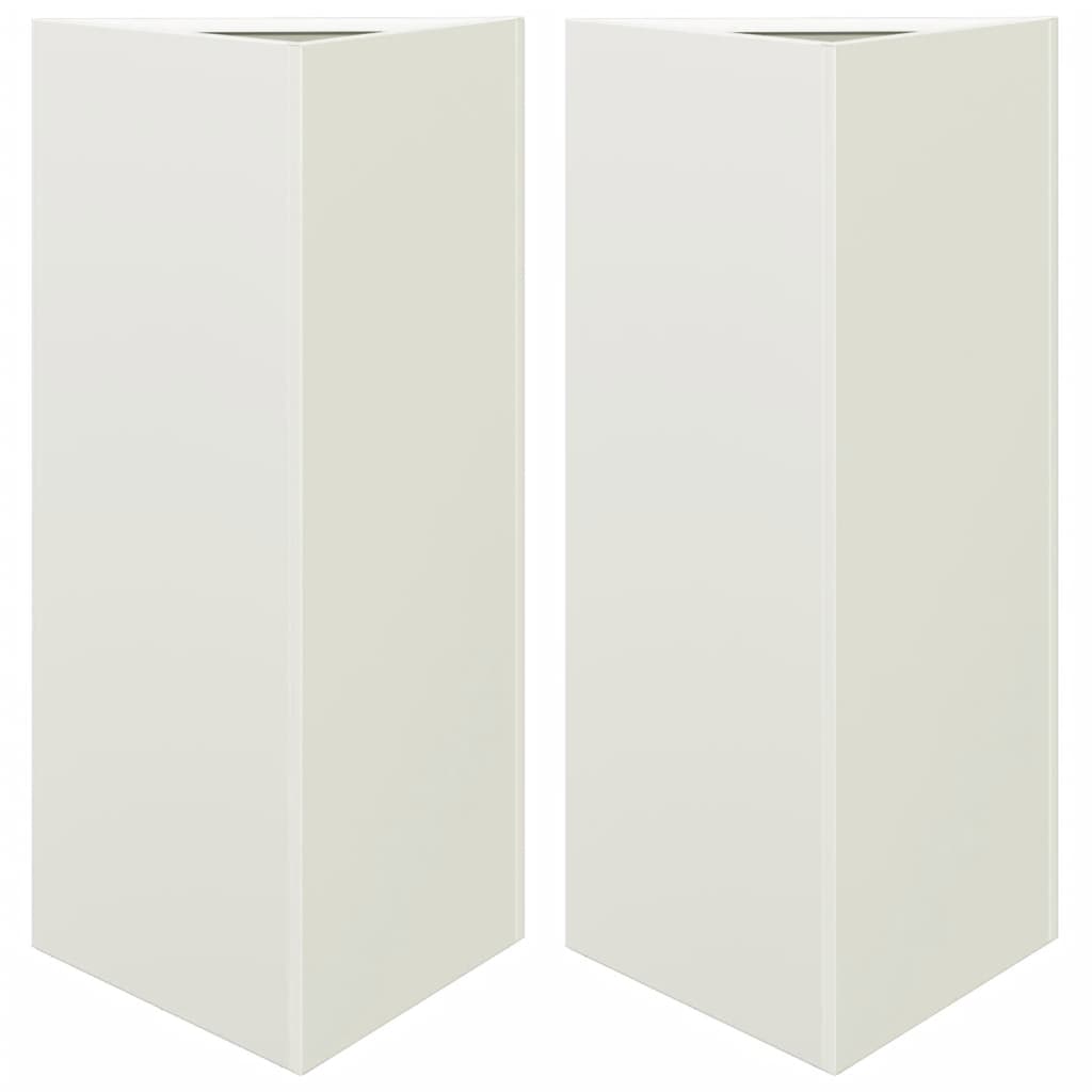Plantenbakken 2 st driehoek 40x34,5x75 cm staal wit is nu te koop bij PeponiXL, paradijselijk wonen!