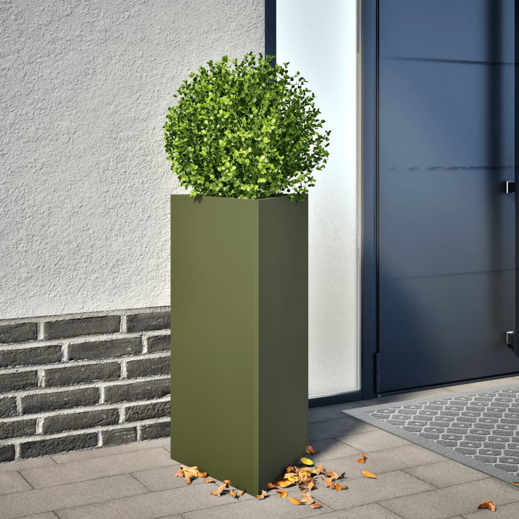 Plantenbak driehoek 40x34,5x75 cm staal olijfgroen is nu te koop bij PeponiXL, paradijselijk wonen!