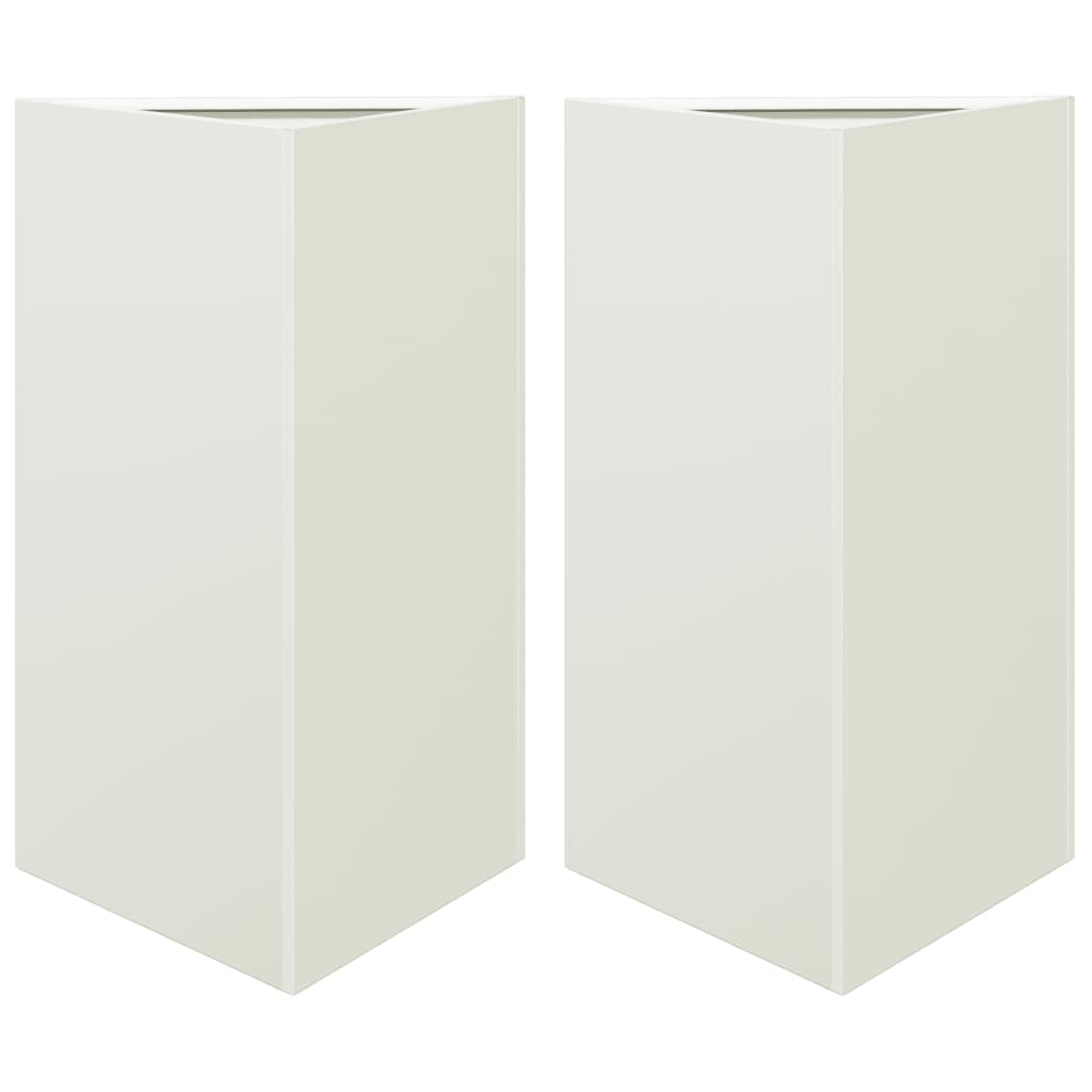 Plantenbakken 2 st driehoek 50x43x75 cm staal wit is nu te koop bij PeponiXL, paradijselijk wonen!