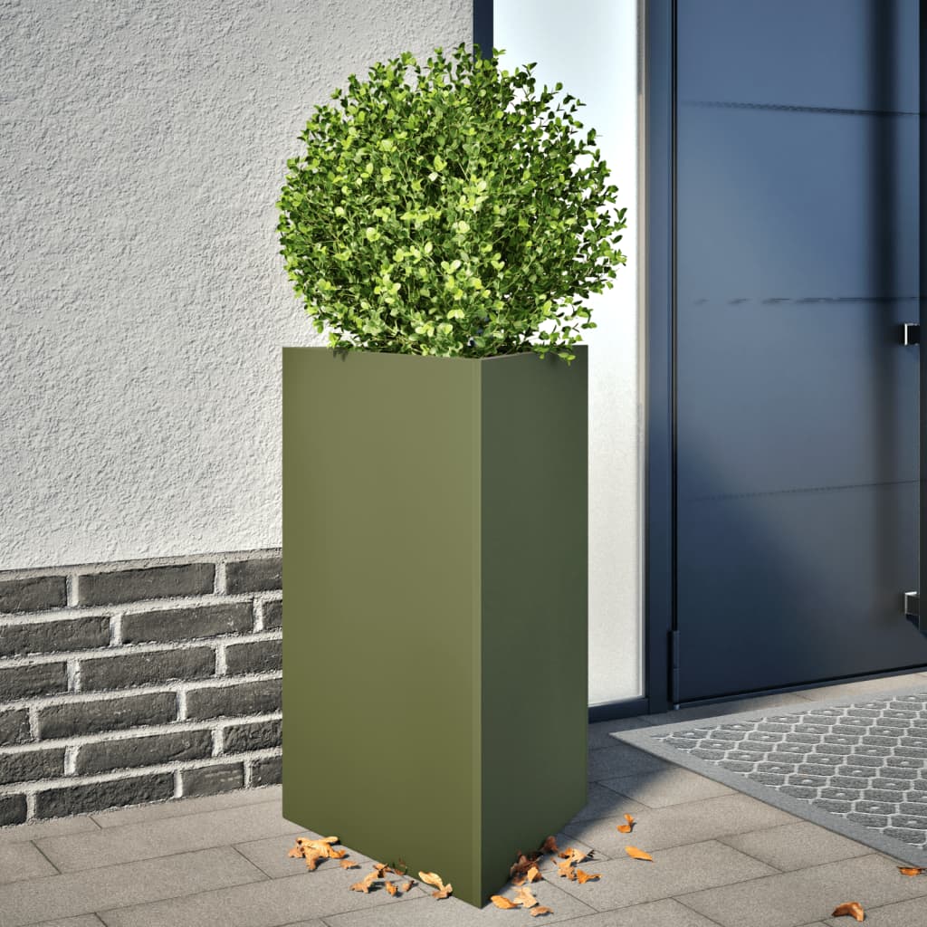 Plantenbakken 2 st driehoek 50x43x75 cm staal olijfgroen is nu te koop bij PeponiXL, paradijselijk wonen!