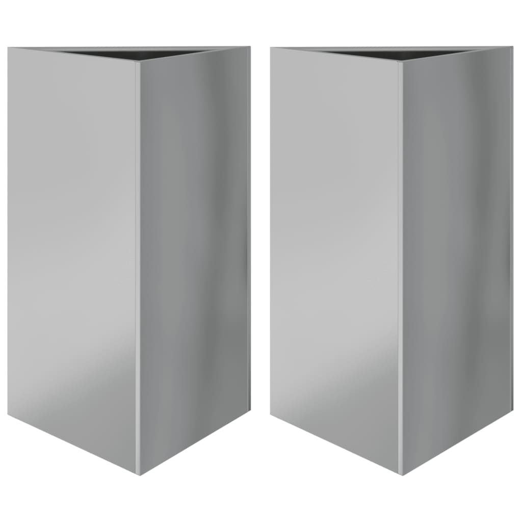 Plantenbakken 2 st driehoek 50x43x75 cm gegalvaniseerd staal is nu te koop bij PeponiXL, paradijselijk wonen!