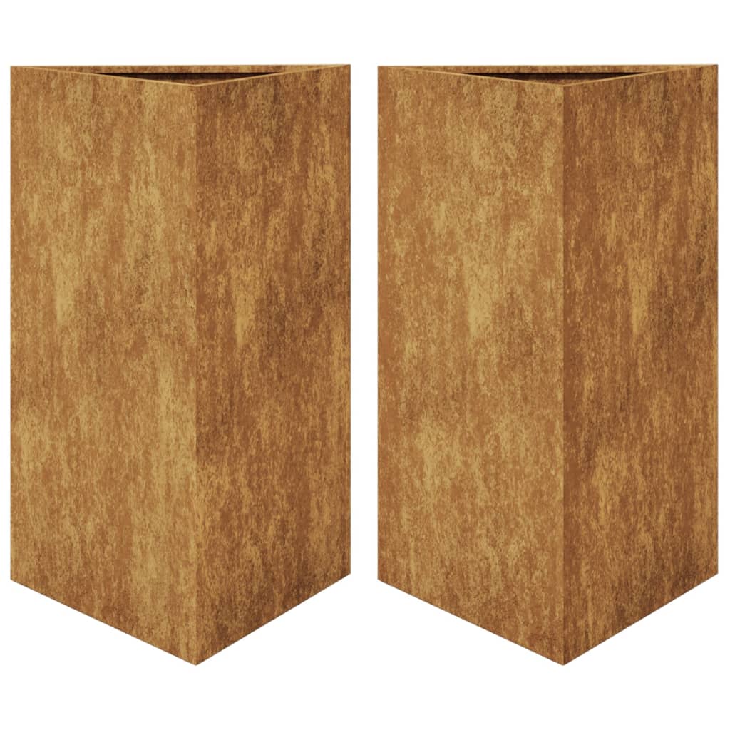 Plantenbakken 2 st Driehoekig 50x43x75 cm weervast staal is nu te koop bij PeponiXL, paradijselijk wonen!