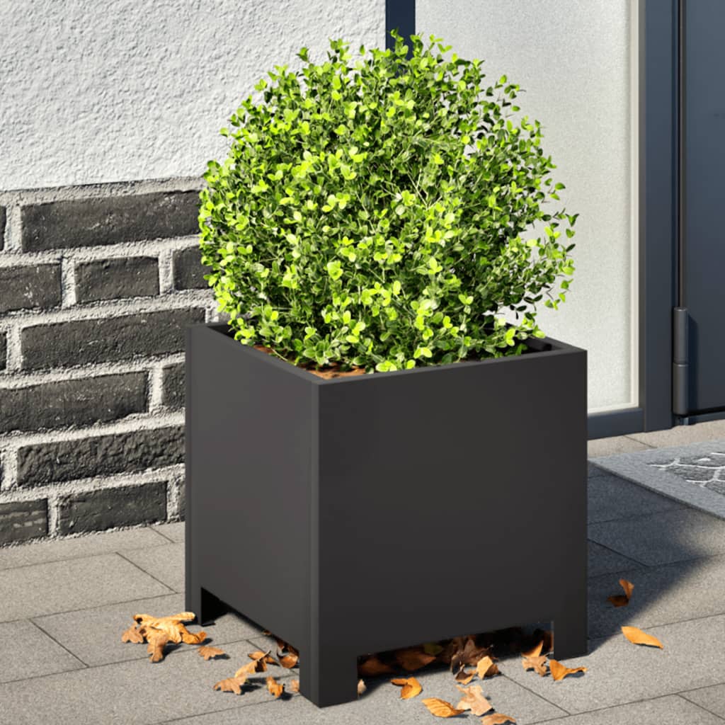 Plantenbakken 2 st 30x30x30 cm staal zwart is nu te koop bij PeponiXL, paradijselijk wonen!
