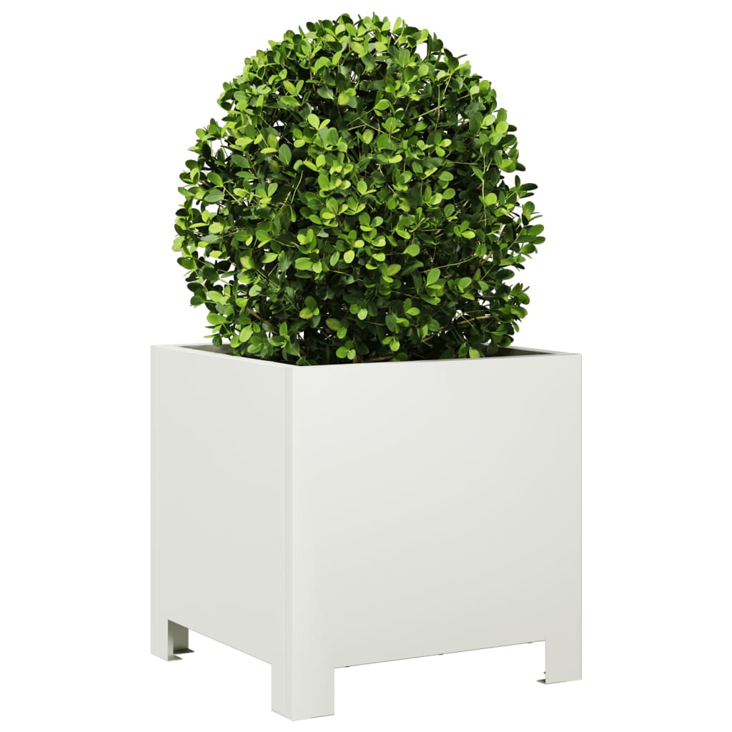 Plantenbakken 2 st 30x30x30 cm staal wit is nu te koop bij PeponiXL, paradijselijk wonen!