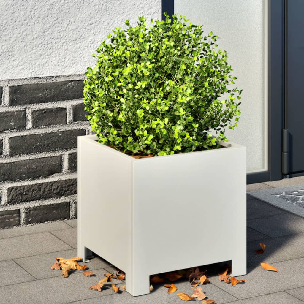 Plantenbakken 2 st 30x30x30 cm staal wit is nu te koop bij PeponiXL, paradijselijk wonen!